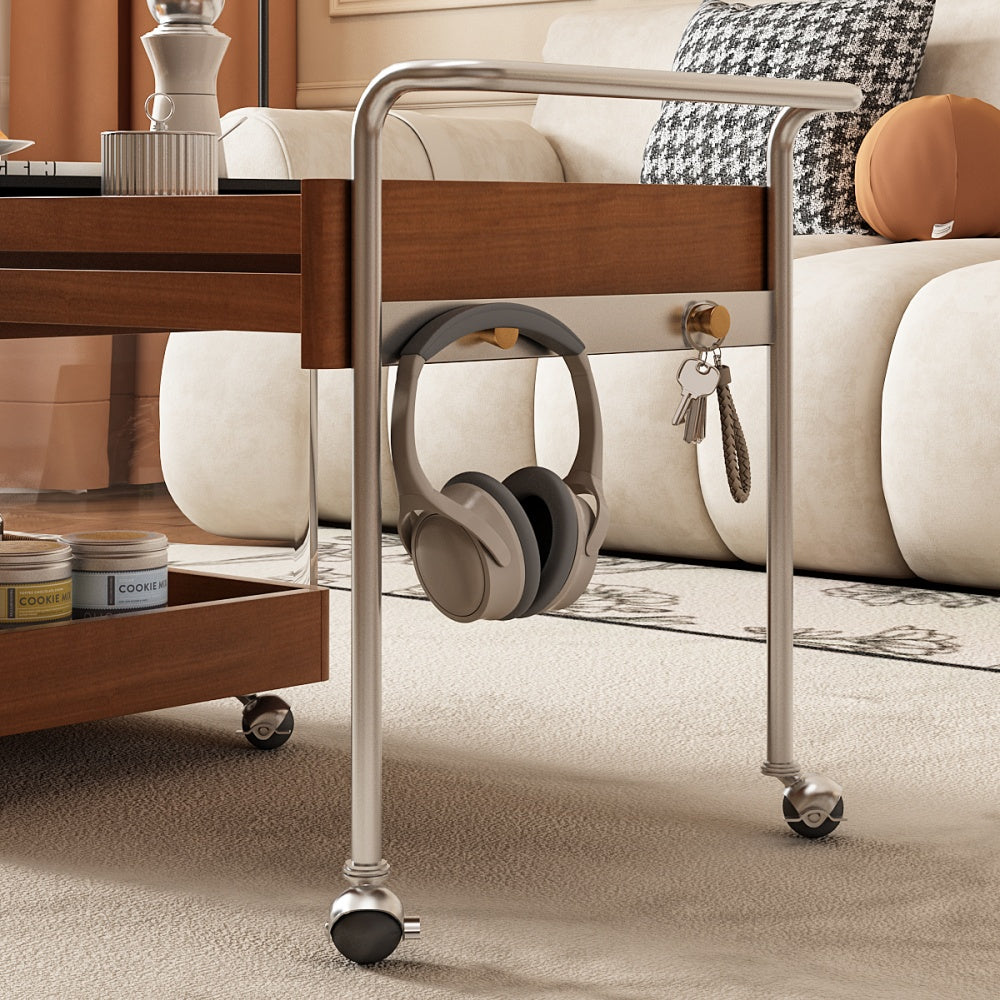 23.6"-43.3"Extendable Coffee Side Table with Wheels Mobile Tea Table Storage Living Room