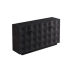 Load image into Gallery viewer, 62.4&#39;&#39;Vintage Embossed Sideboard Black Wood Storage Cabinet Textured Carved Front Mid Century Accent
