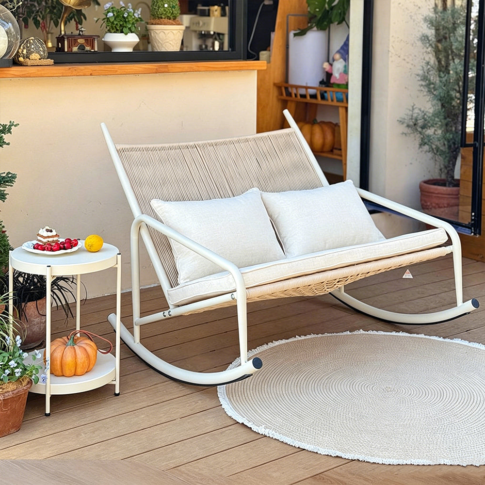 Outdoor Woven Rocking Chair with Cushions