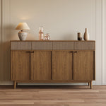 Load image into Gallery viewer, 59'' Modern Wooden Sideboard with Fluted Detail Minimalist Storage Cabinet
