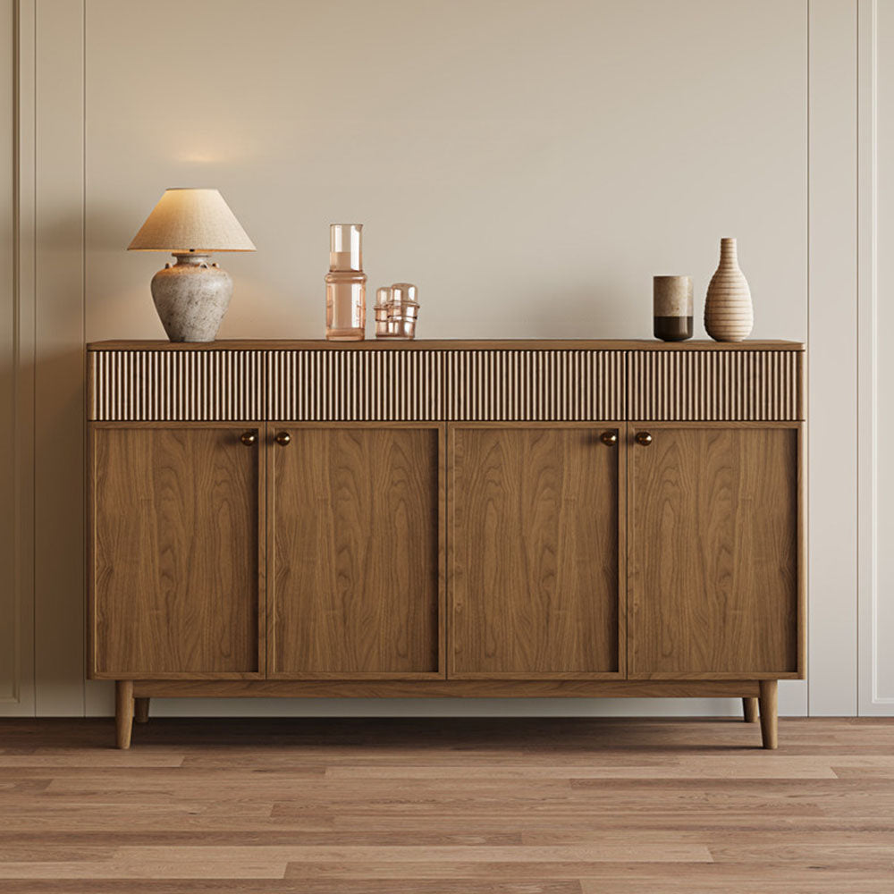 59'' Modern Wooden Sideboard with Fluted Detail Minimalist Storage Cabinet
