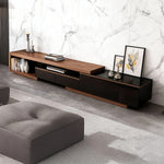 Load image into Gallery viewer, 78.7'' Modern Walnut &amp; Black Extendable TV Console Adjustable Media Stand with Large Storage Capacity
