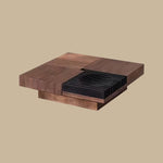 Load image into Gallery viewer, 39'' Modern Modular Solid Wood Coffee Table with Hidden Storage &amp; Sculptural Slat Base

