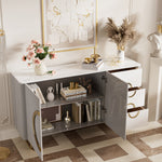 Load image into Gallery viewer, 62.4" Sleek Modern White and Gold Buffet Cabinet with Circular Accents
