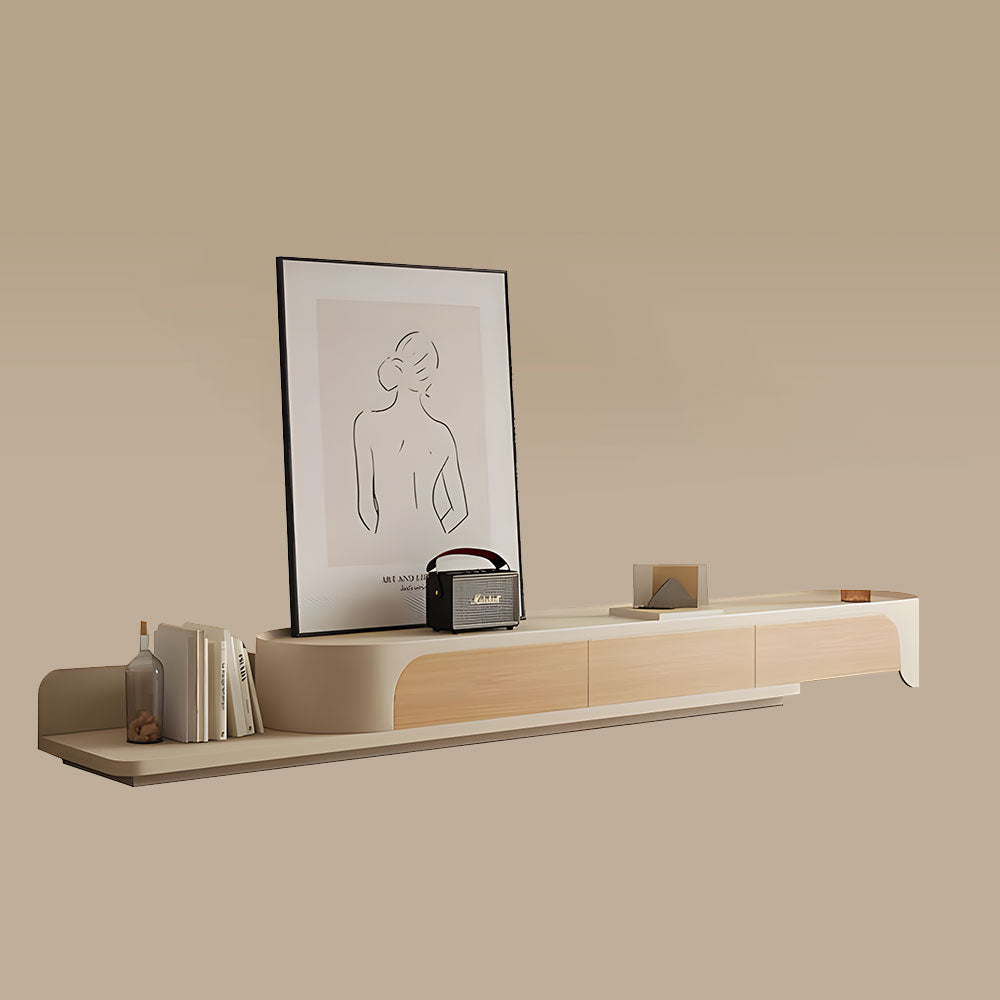 Minimalist Modern Extendable TV Stand with Curved Edges and Low-Profile Design