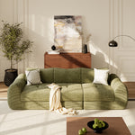Load image into Gallery viewer, 101&#39;&#39; Convertible Sofa Bed Three Seater Olive Green Upholstered Tufted Cushion Modern Curved Arm Modular Design
