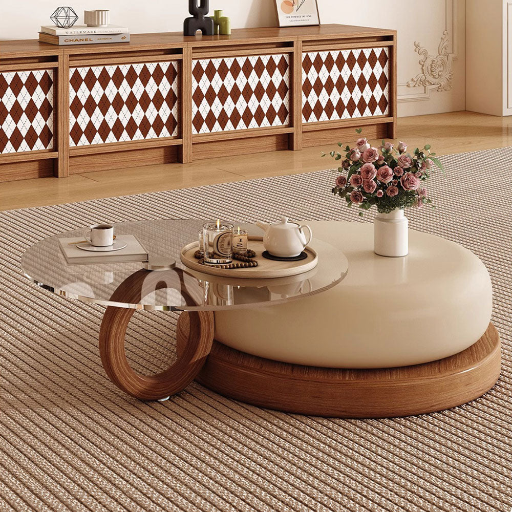 Round Artistic Coffee Table Sculptural Geometry Tiered Design Modern