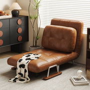 Modern Faux Leather Convertible Lounge Chair Sleeper Adjustable Accent Chair with Armrests Single Sofa Bed