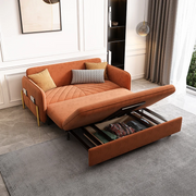 Convertible velvet sofa bed with solid wood and metal frame