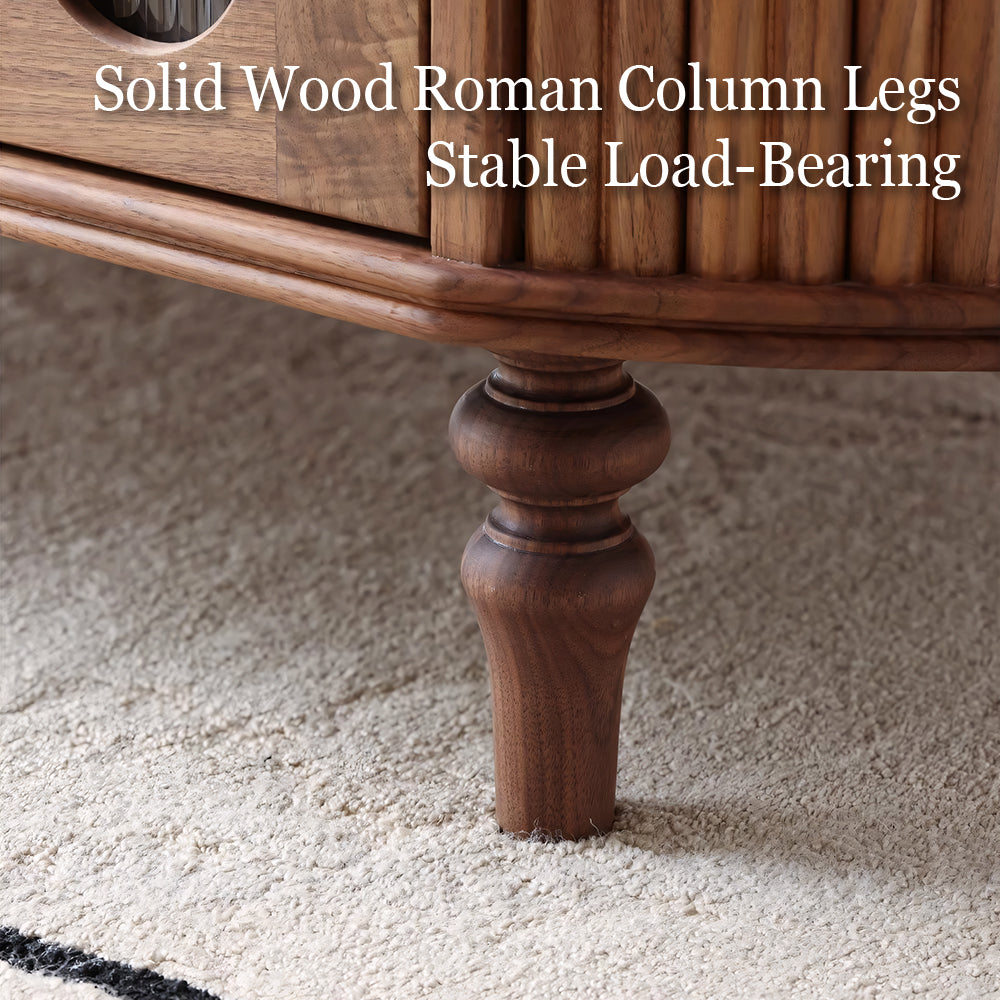 46.8'' Oval Coffee Table Modern Walnut Design Storage Drawers Cabinets Perfect for Living Rooms