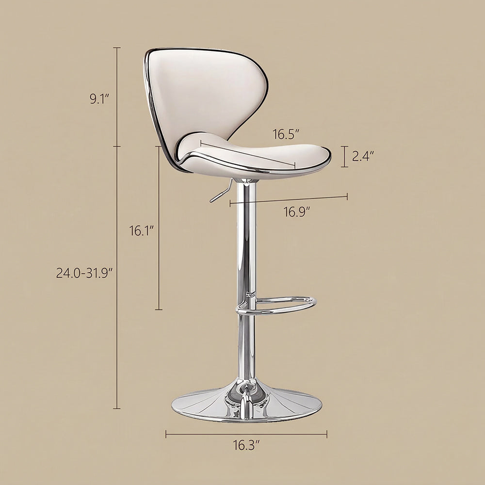 Modern Adjustable Swivel Bar Stool Upholstered Faux Leather Seat Height Adjustable 1 Piece