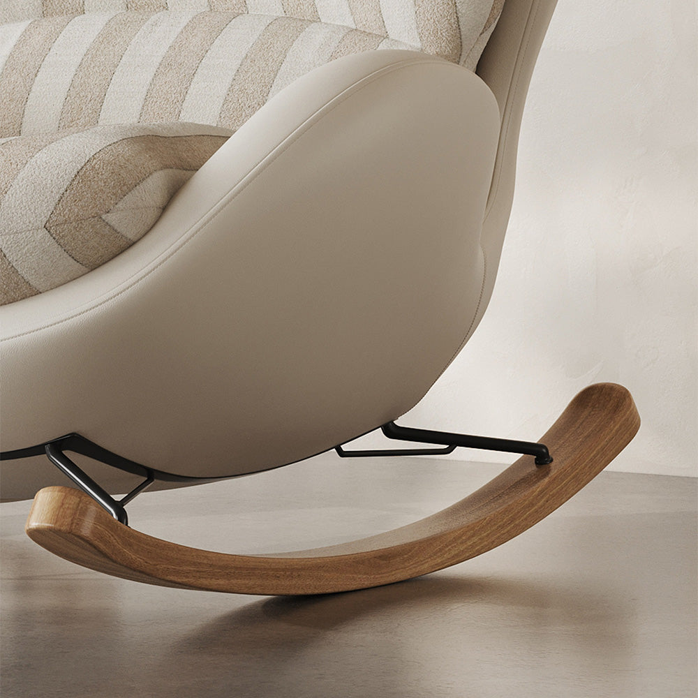 Modern High-Back Rocking Lounge Chair with Striped Upholstery