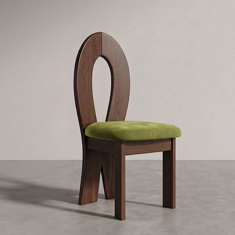 Modern Sculptural Dining Chair Set of 2 Solid Wood Frame Upholstered Seat Curved Loop Back Accent Chair