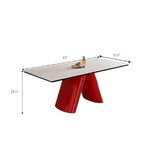 Load image into Gallery viewer, Modern Dining Table Red Sculptural Base Ceramic Stone Top
