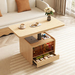 Load image into Gallery viewer, 42.9&#39;&#39; Height Adjustable Side Table with Magazine Rack Solid Wood Finish Lift-Top Function Space-Saving Design
