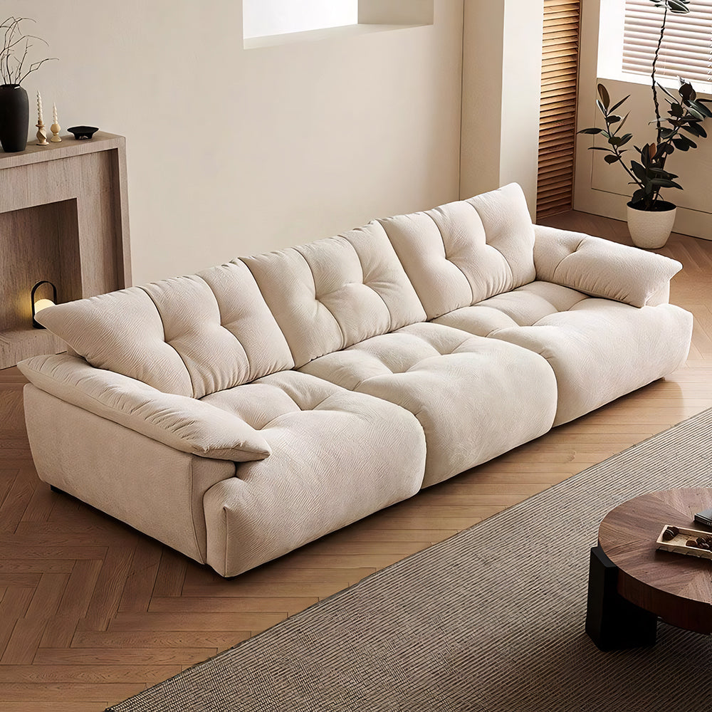 Modern Deep-Seat Tufted Chenille Sofa with Oversized Cushions