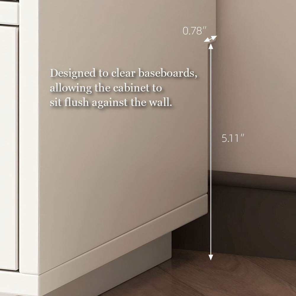 Modern 6-Drawer Dresser with Sculpted Front Panels & Walnut Vanity Top Minimalist Makeup Vanity Storage Cabinet