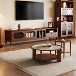 Load image into Gallery viewer, Walnut TV Stand Cabinet with Elegant Design and Spacious Storage Solutions
