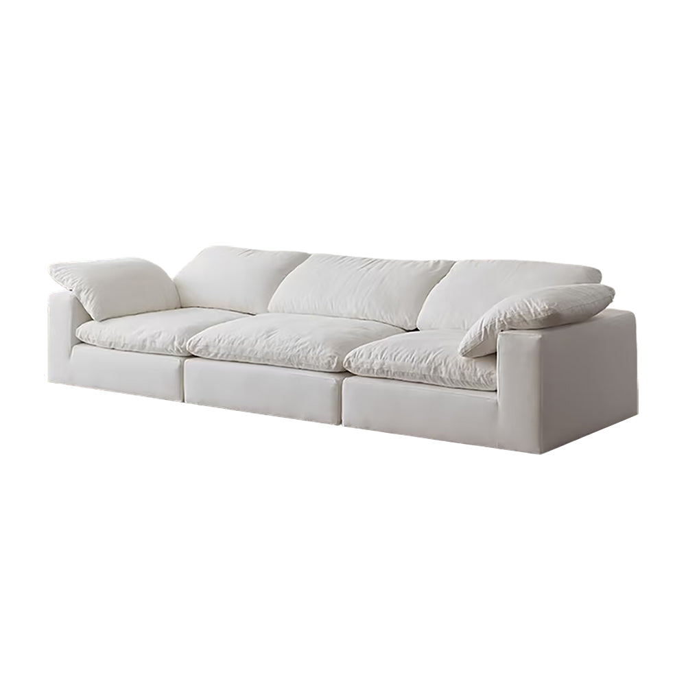 78''-110''Modular White Feather Filled Sofa Extra Deep Seat Pillow Armrest Contemporary Lounge Design