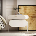 Load image into Gallery viewer, Elegant White Rotating Nightstand with Dual Drawers
