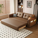 Load image into Gallery viewer, Modern Brown Faux Leather Sofa Bed with Storage Convertible Sleeper Couch
