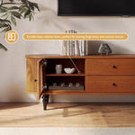 Load image into Gallery viewer, Mid-Century Modern TV Stand with Dual Arch Doors and 4 Solid Wood Drawers
