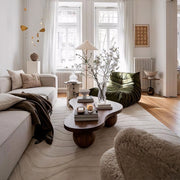 Modern Organic Wooden Coffee Table with Sculptural Legs Contemporary Wood Accent Table for Living Room