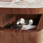 Load image into Gallery viewer, 34.7'' Modern Solid Wood Coffee Table with Marble Top Hidden Storage Rounded Minimalist Design

