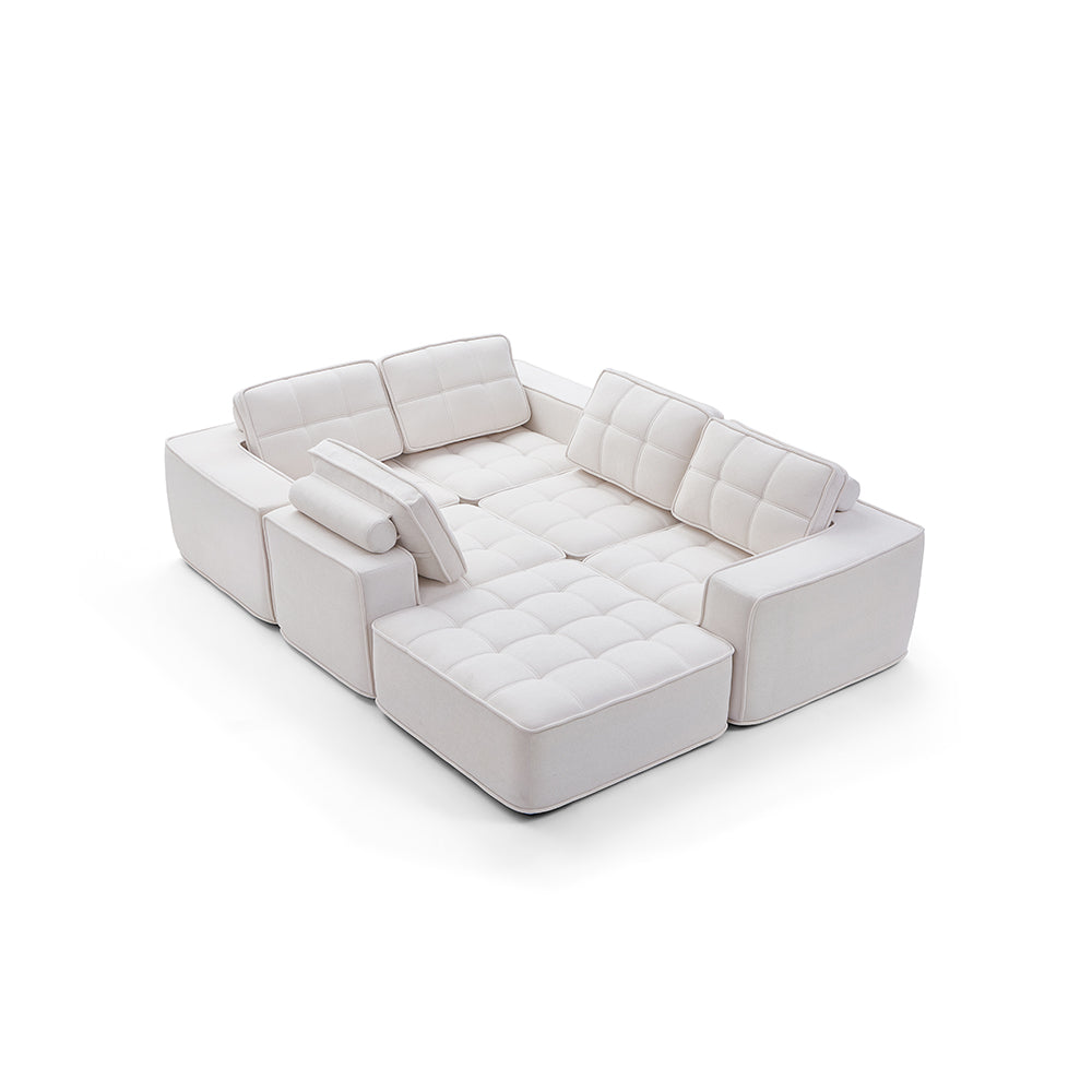 136.5" Modular Compressed Sofa Modern Tufted Lightweight Convertible Sectional for Multi-scene Use