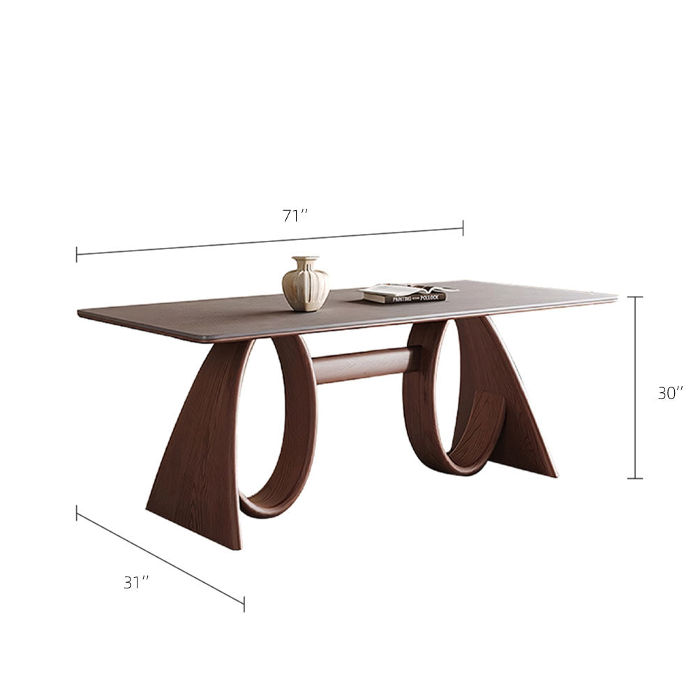 Contemporary Wooden Dining Table with Ceramic Top Modern Aesthetic