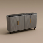 Load image into Gallery viewer, Modern Luxe Dining Suite Elegant White Extendable Table &amp; Gray-Gold Sideboard Set
