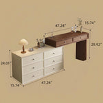 Load image into Gallery viewer, Solid Wood Vanity Desk with Side Cabinet and Upholstered Stool
