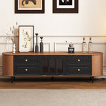Load image into Gallery viewer, Modern TV Stand Black and Wood Color Spacious Storage
