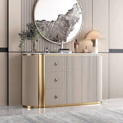 58.5'' Modern Luxe Sideboard with 3 Drawers Khaki & Gold Elegance