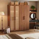 Load image into Gallery viewer, Walnut Rattan Four-Door Wardrobe Modern Natural Fusion Design
