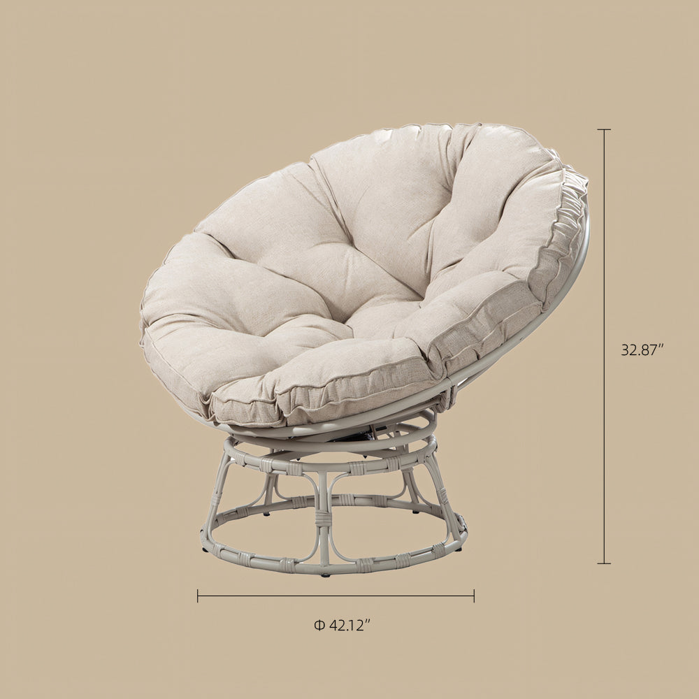 Round Papasan Lounge Chair with Plush Cushioned Seat
