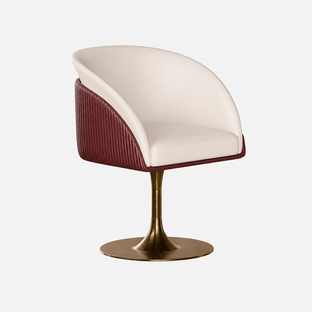 Modern Luxury Swivel Accent Chair Upholstered Vanity Chair with Gold Pedestal Base 1 Piece