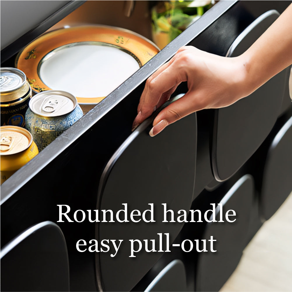 Modern Black Sculptural Sideboard Cabinet Geometric Panel Storage Buffet Cabinet for Dining Room Living Room