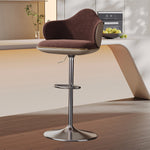 Load image into Gallery viewer, Modern Adjustable Swivel Bar Stool Burgundy Chenille Upholstered Seat Beige Accent Chrome Base Counter Height Bar Chair 1 Piece
