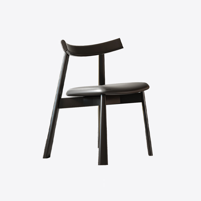 2PCS Dining Chair Modern Solid Wood Structure PU Leather Upholstery Comfortable Seating