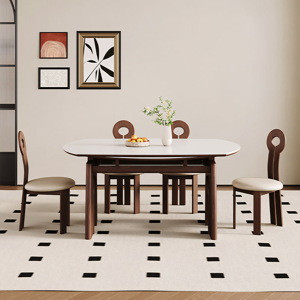 50.7" Versatile Extendable Dining Table Round to Oval Conversion