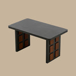 Load image into Gallery viewer, 54.6″/62.4″ Dining Table Solid Wood Artistic Geometric Base Two-Tone Contrast
