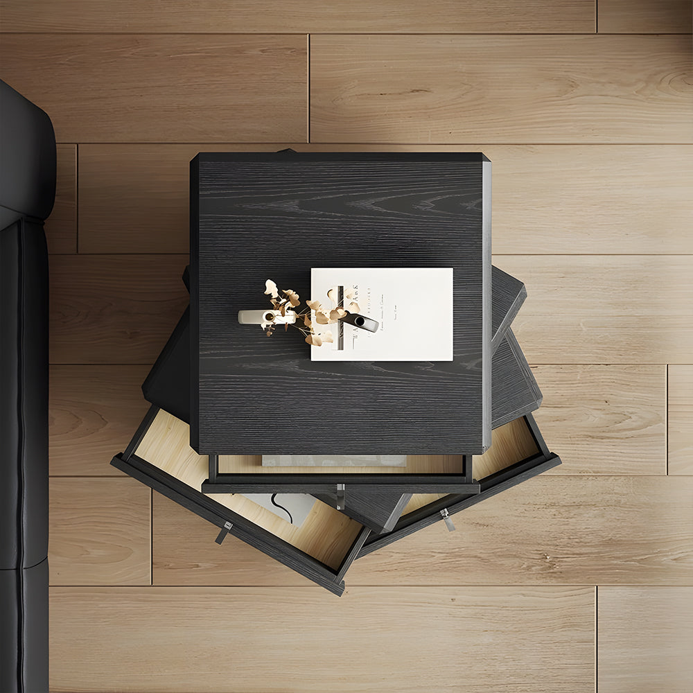 Modern Rotating Nightstand with 3 Spacious Drawers