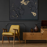 Load image into Gallery viewer, Handmade Abstract Wall Art – Black Textured Painting with Gold Accents
