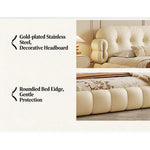 Load image into Gallery viewer, Modern Cream Upholstered Platform Bed Button Tufted Headboard Low Profile Soft Frame Bed with Solid Slat Support
