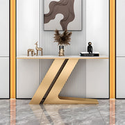 Golden Base Console Table with Decorative Accent