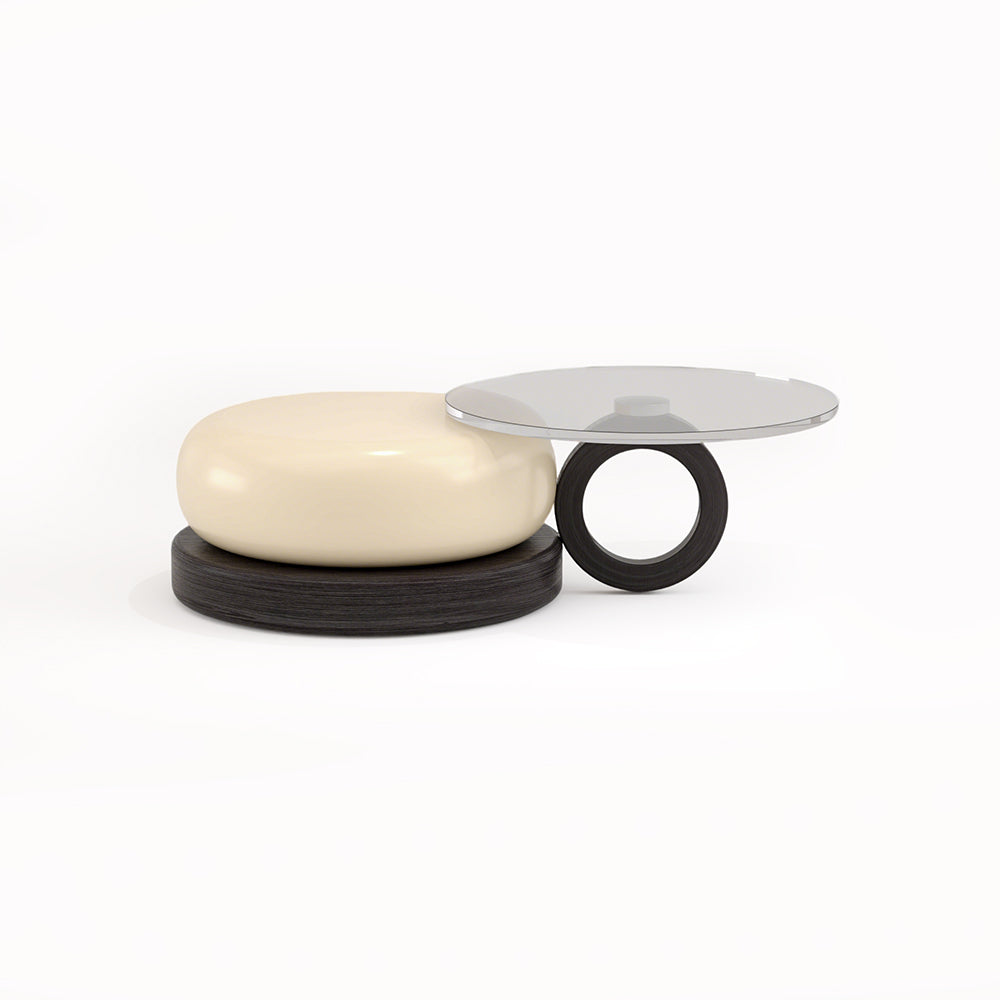 Round Artistic Coffee Table Sculptural Geometry Tiered Design Modern