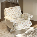 Load image into Gallery viewer, Modern Swivel Lounge Chair with Speckled Jacquard Upholstery Curved Wood Frame and Stainless Steel Base
