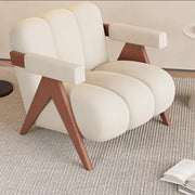Lounge Armchair Modern Style Flannel Upholstery High Density Foam Solid Wood Frame