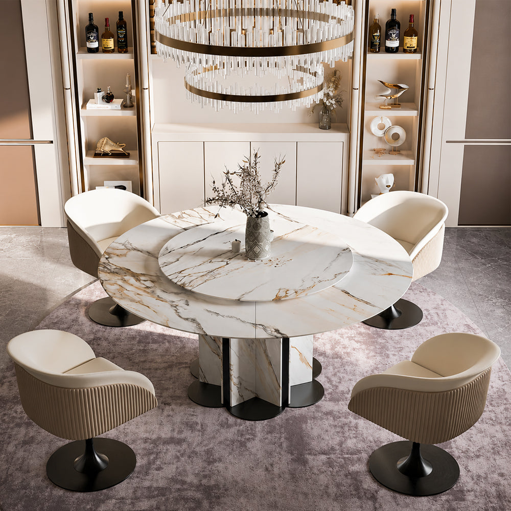 Modern Luxury Swivel Accent Chair Upholstered Vanity Chair with Gold Pedestal Base 1 Piece
